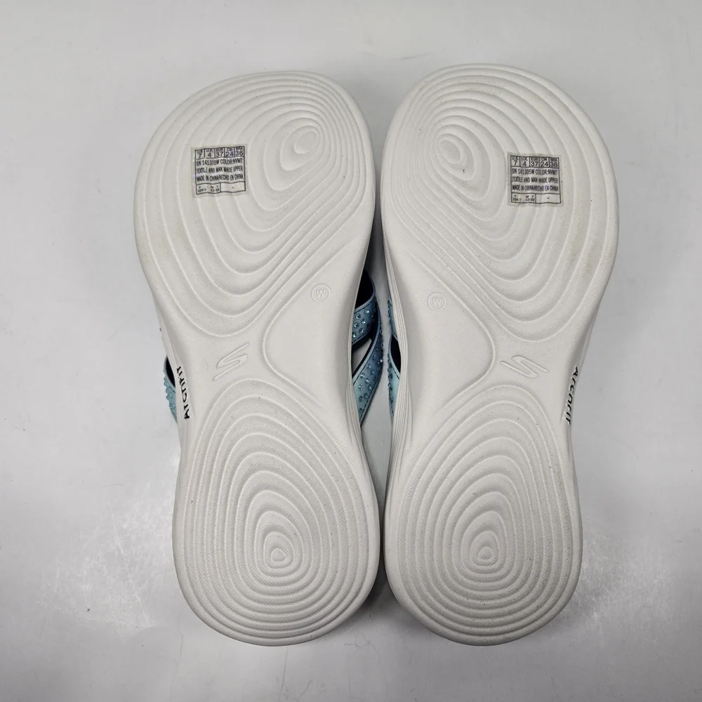 Skechers Women's Arch Fit Radiance Ombre Blue Rhinestone Sandals Size 7 Wide - Picture 9 of 12